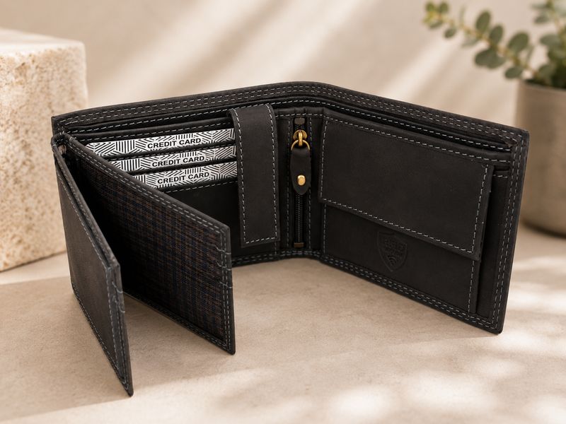 Heren portefeuille zwart vintage leder