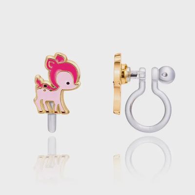 Clip-on oorbellen roze bambi