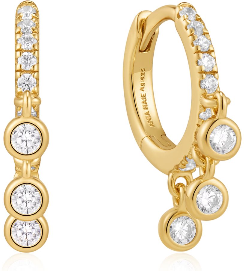 GOLD TRIO-DROP HUGGIE HOOP EARRINGS
