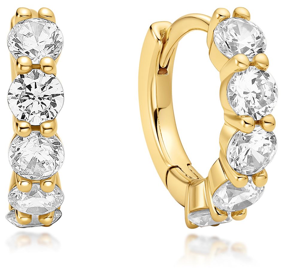 GOLD QUINTET SPARKLE HUGGIE HOOP EARRINGS