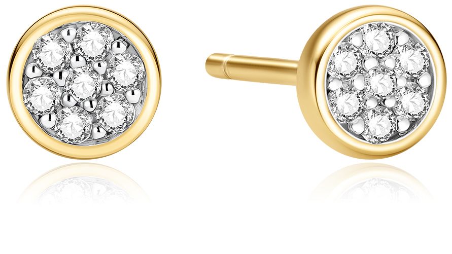 GOLD SMALL PAVÉ DISC STUD EARRINGS
