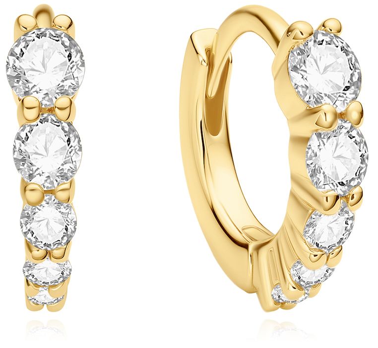 GOLD GRADUATED SPARKLE HUGGIE HOOP EARRINGS
