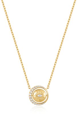 GOLD REVERSIBLE PAVÉ MOON EVIL-EYE NECKLACE