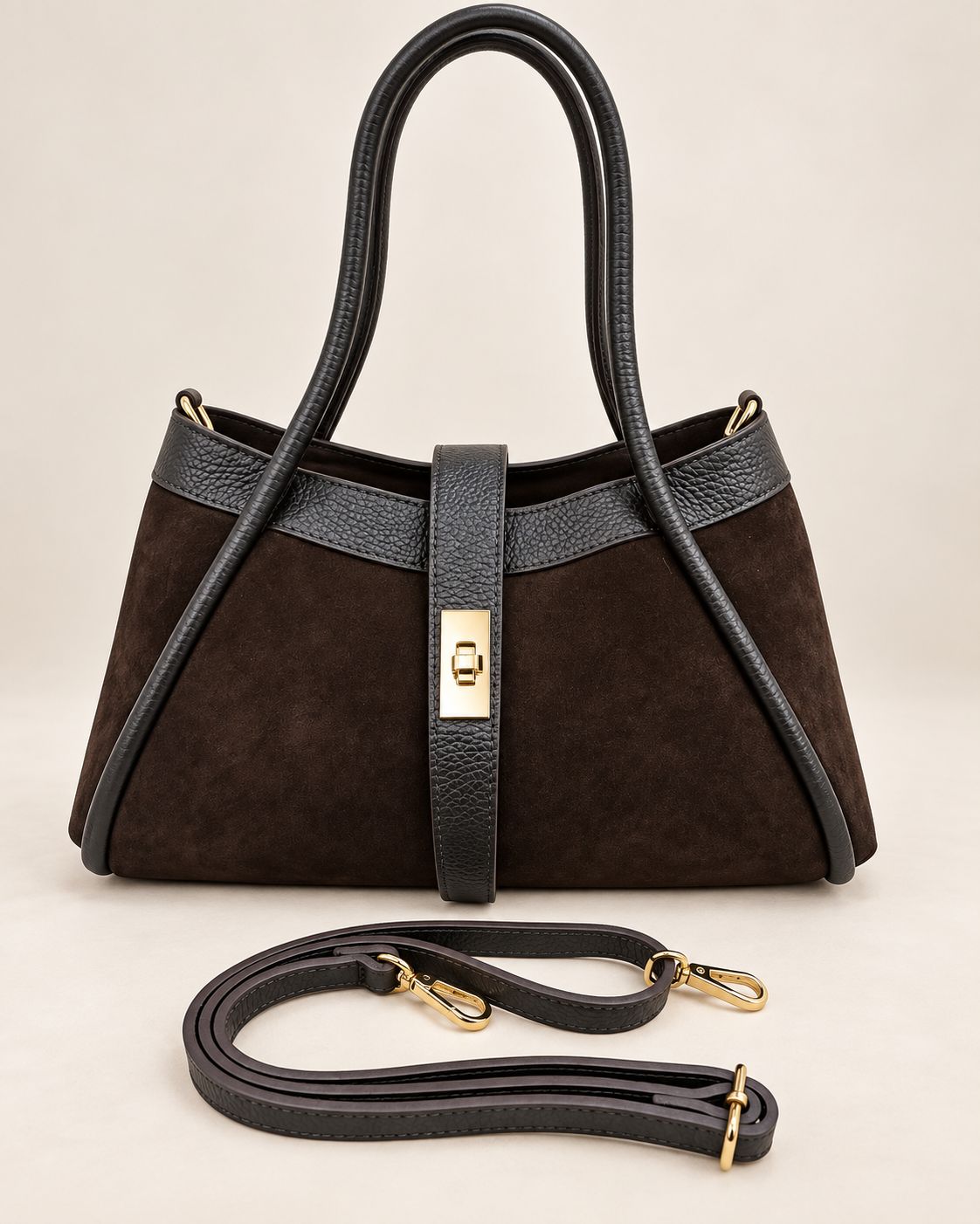 Handtas 'Febe' Dark Choco Suéde