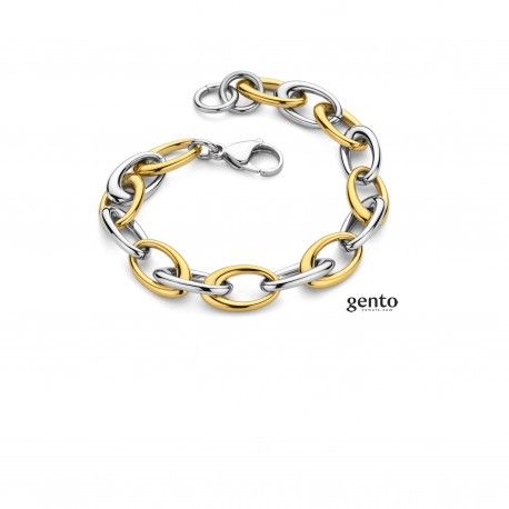 Armband edelstaal met grote druppelvorm schakels Bi-Color
