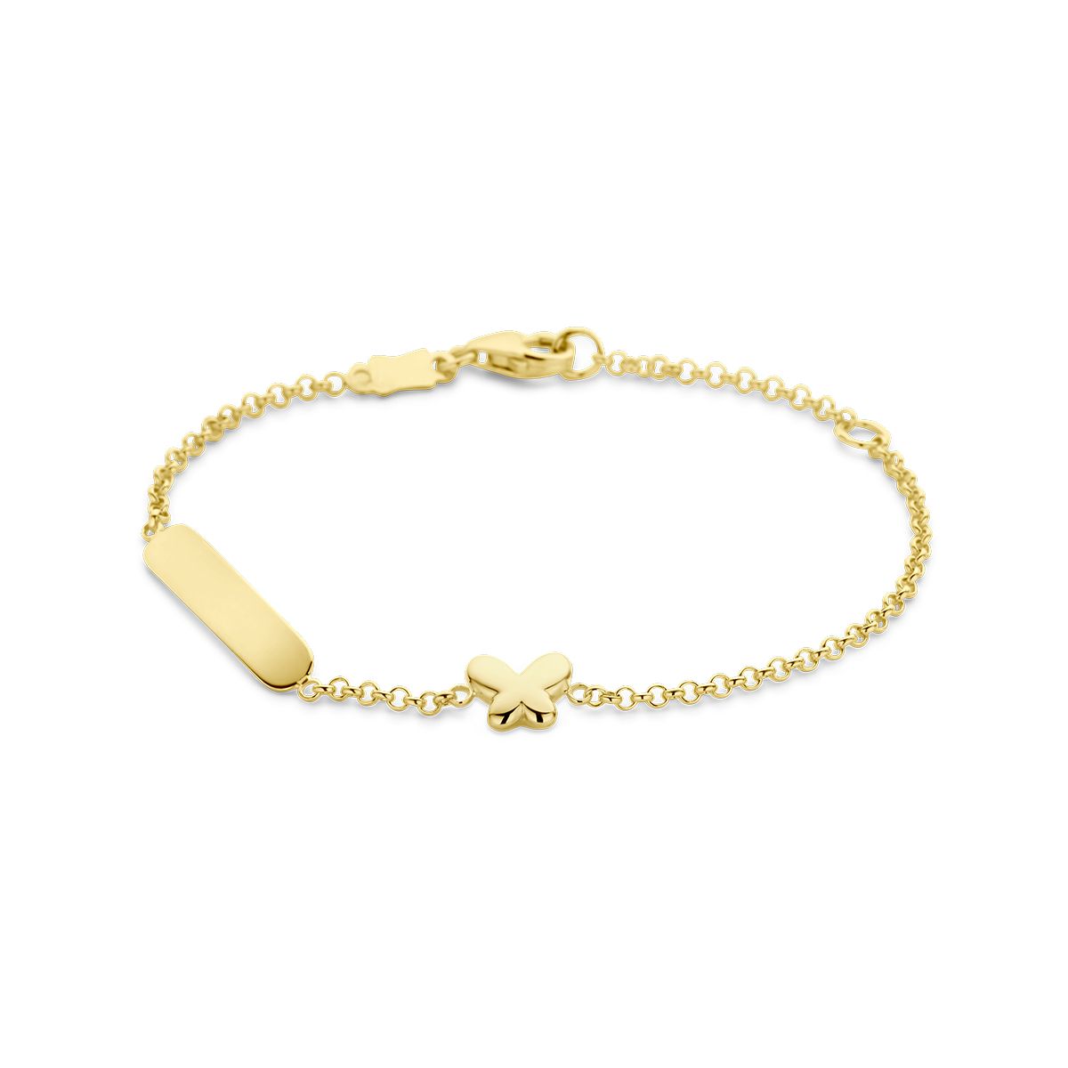 9k graveerarmband met vlinder