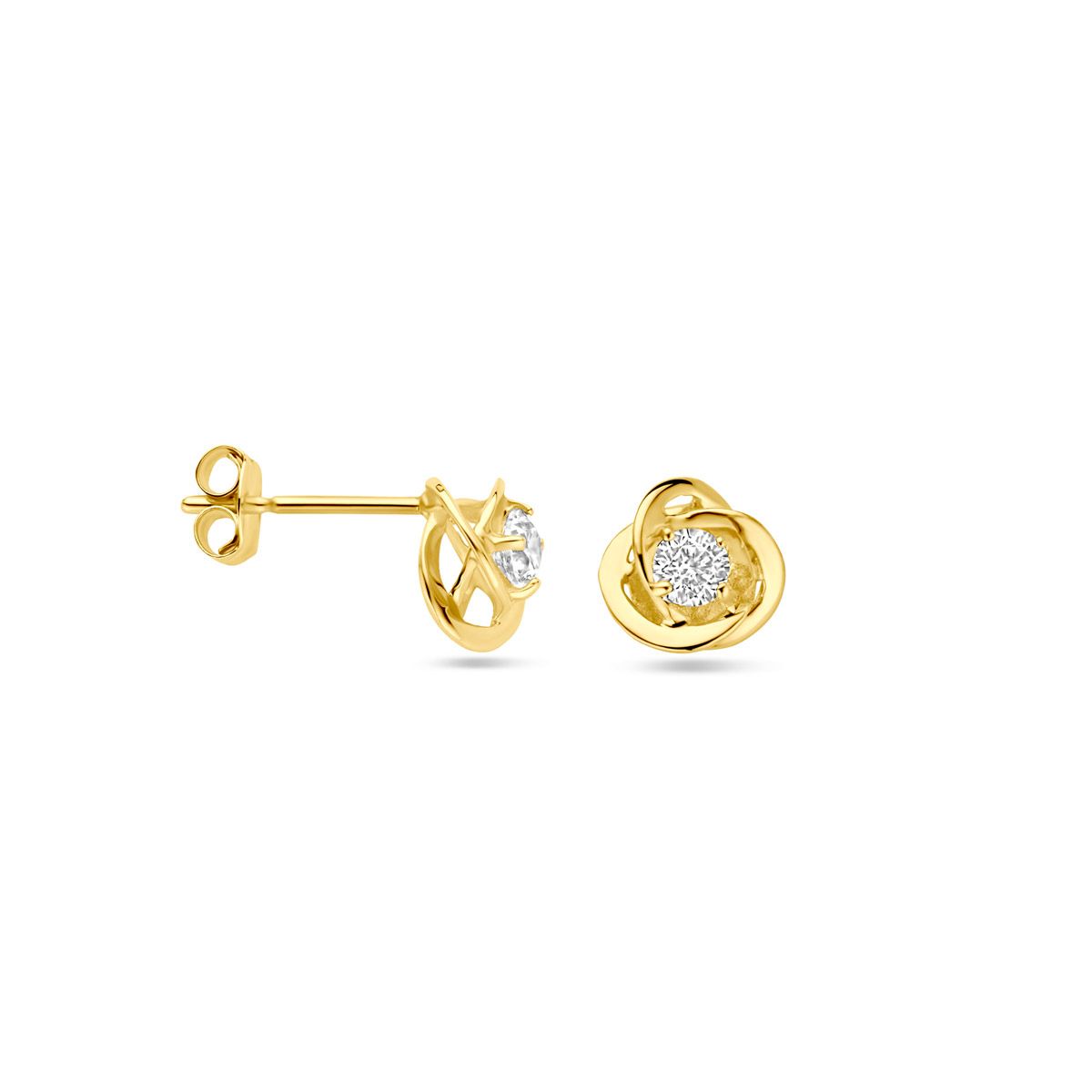 9k oorknoppen zirkonia bloem 7 mm