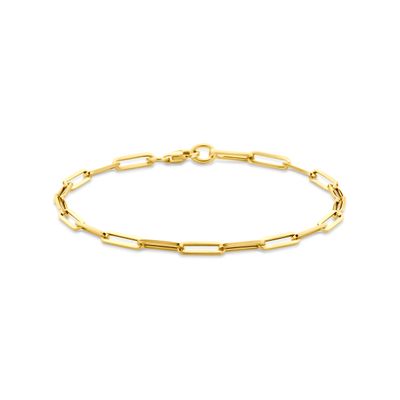 9k armband paperclip vierkante buis 3,0 mm 19 cm