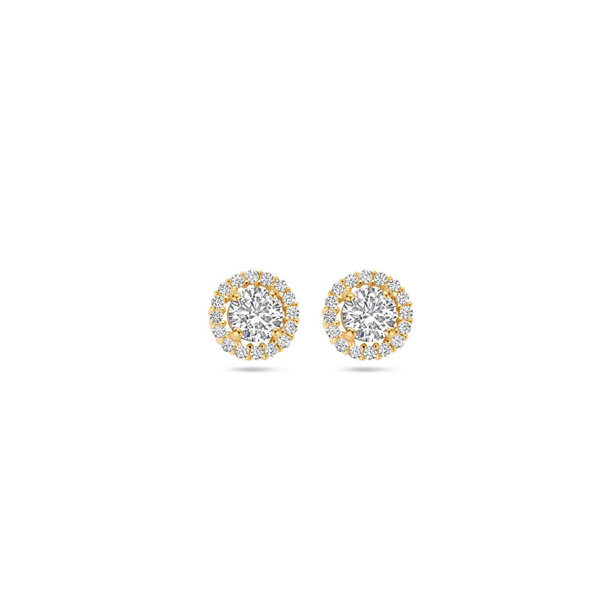 9k oorknoppen halo met zirkonia 7mm