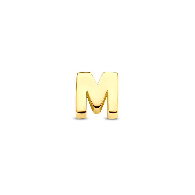 9k Geel kleurig hanger uitgevoerd met een letter :  M