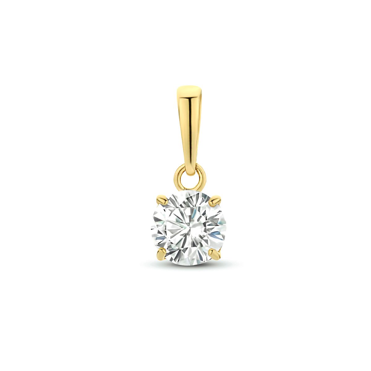 9k Geelkleurige hanger uitgevoerd met zirkonia van 7mm