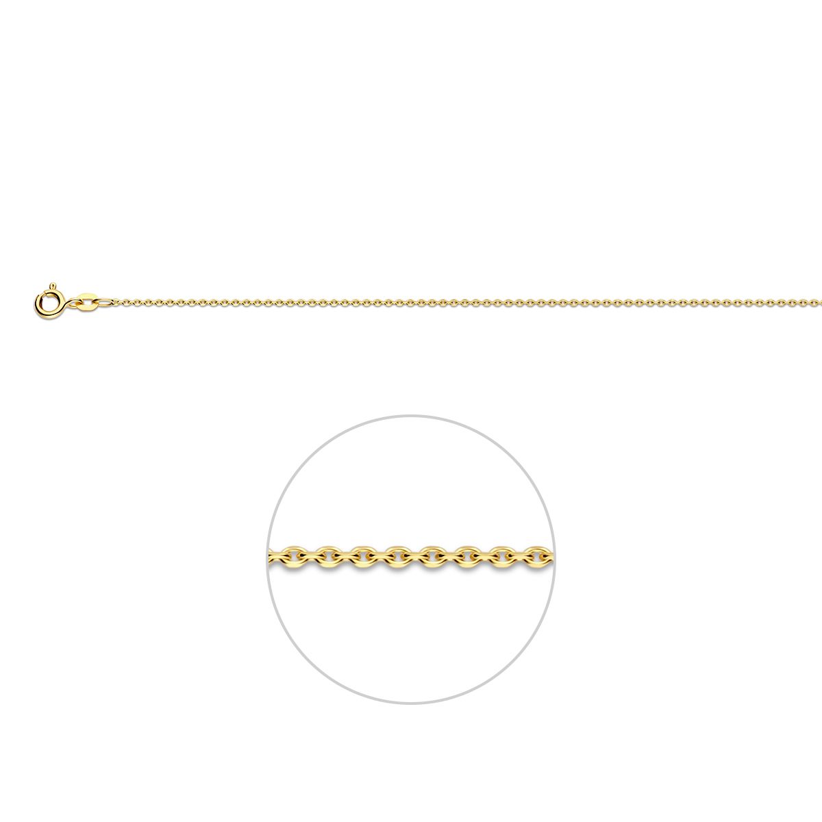 9K Geel kleurig ketting met anker schakel. schakelbreedte 1,1 mm