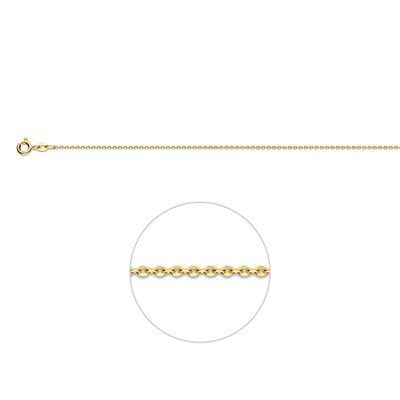 9K Geel kleurig ketting met anker schakel. schakelbreedte 1,1 mm