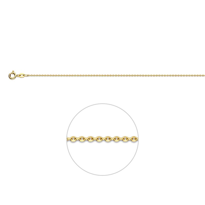 9K Geel kleurig ketting met anker schakel. schakelbreedte 1,1 mm