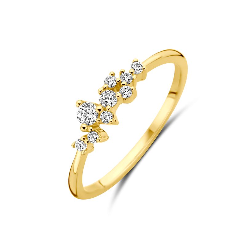 9k ring met speelse rij zirkonia