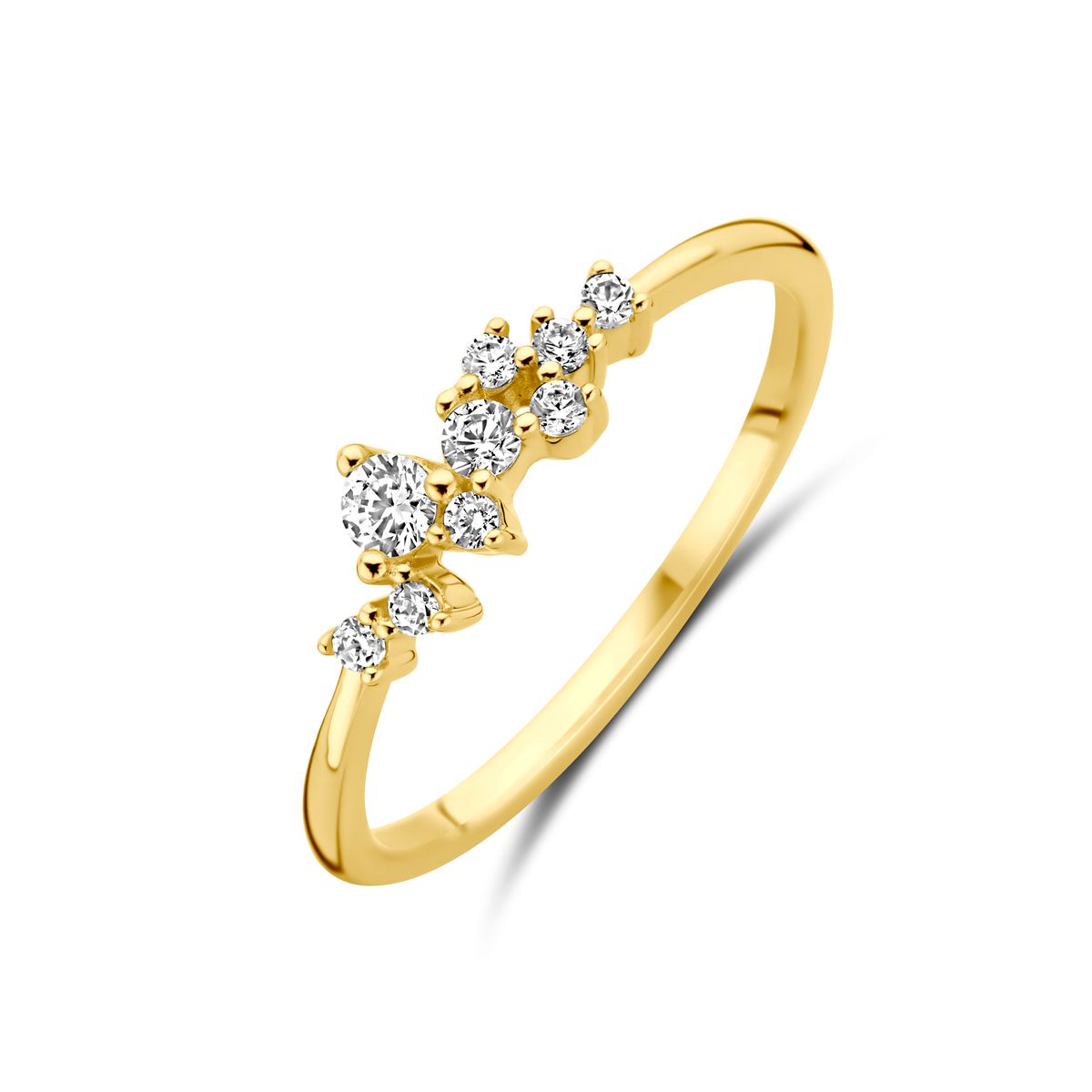 9k ring met speelse rij zirkonia, Maat: 52