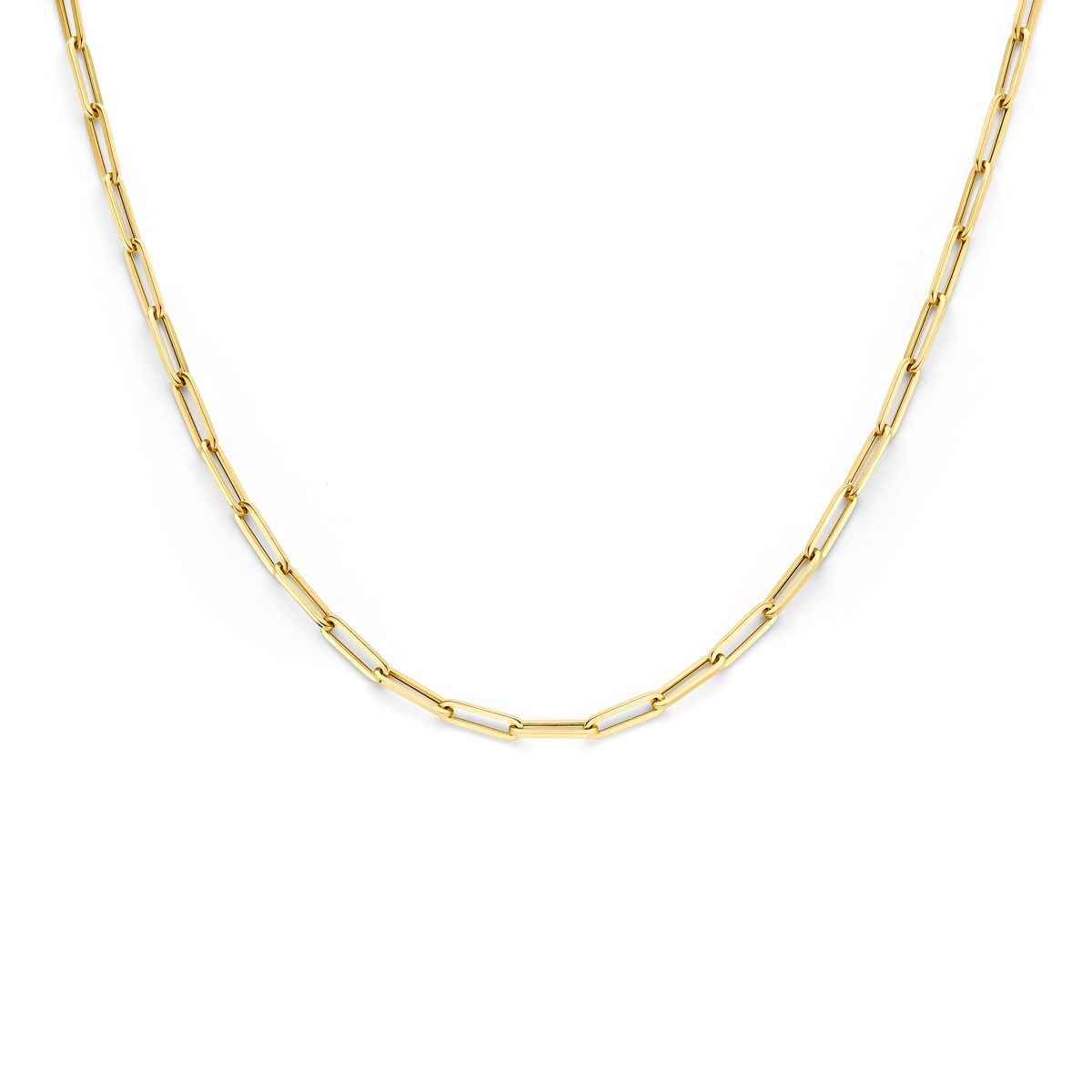 9k collier paperclip vierkante buis 3,0 mm 45 cm