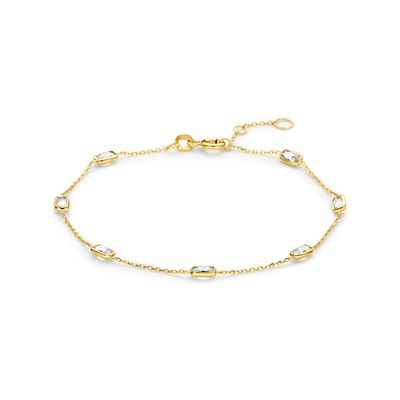 9k armband met meerdere zirkonia steentjes 16,5 - 17,5 - 18,5 cm