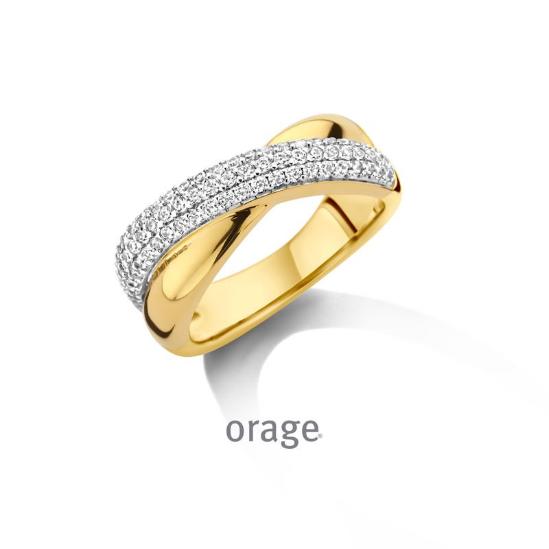 BC038 Ring met pavé verguld geel cz (V/39)