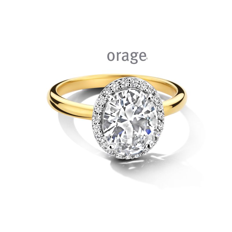 BC062 Ring met ovale entourage verguld geel cz (V/39)