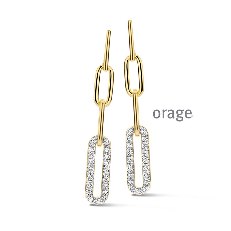 BC078 Oorhangers paperclip schakel verguld geel cz (V/14)