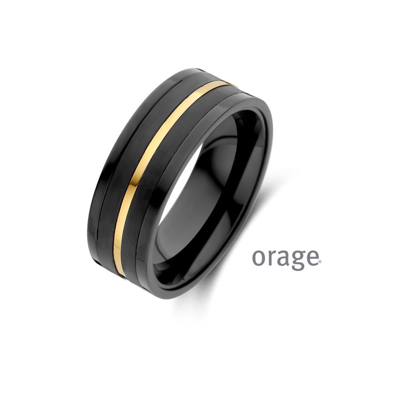 BC107 Ring heren staal zwart &amp; geel