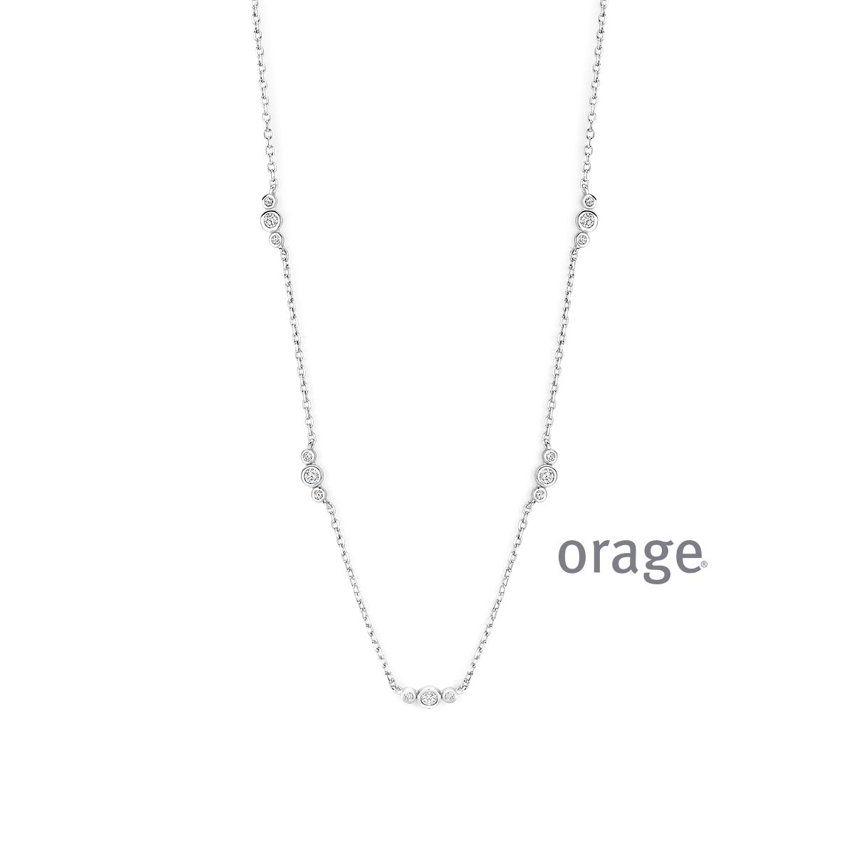 BC002 Ketting met trio diamanten 925 rh LGD 0.45ct (V/14)
