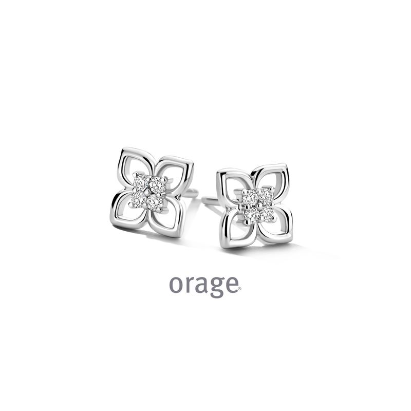 BC018 Oorstekers bloem 925 rh LGD 0.12ct (V/39)