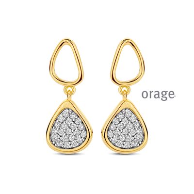 BC026 Oorhangers organisch met pavé verguld geel cz (V/39)