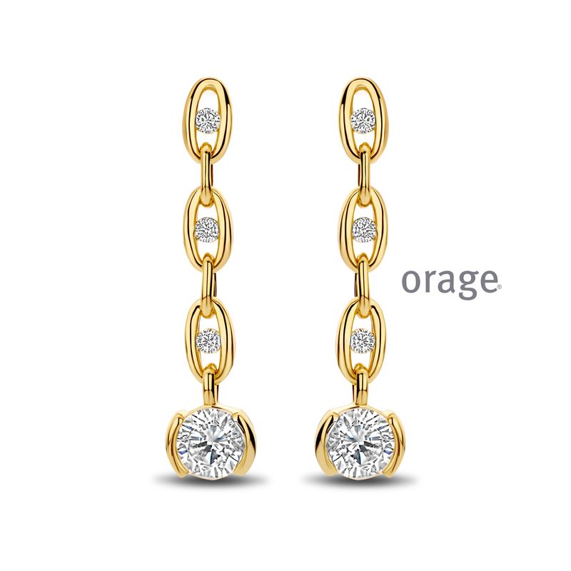 BC058 Oorhangers verguld geel cz (V/14)