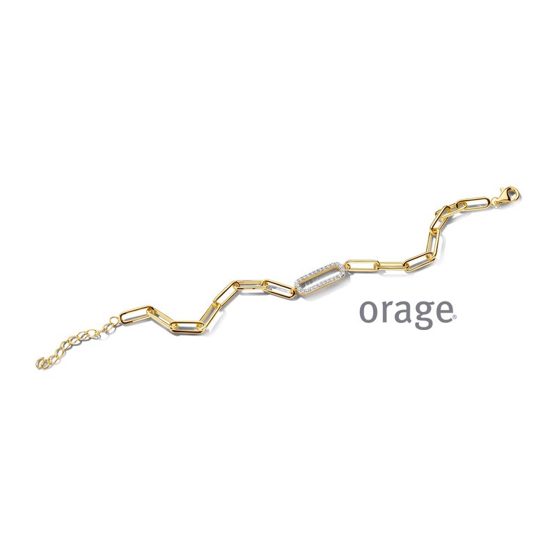 BC077 Armband paperclip schakels verguld geel cz (V/28)