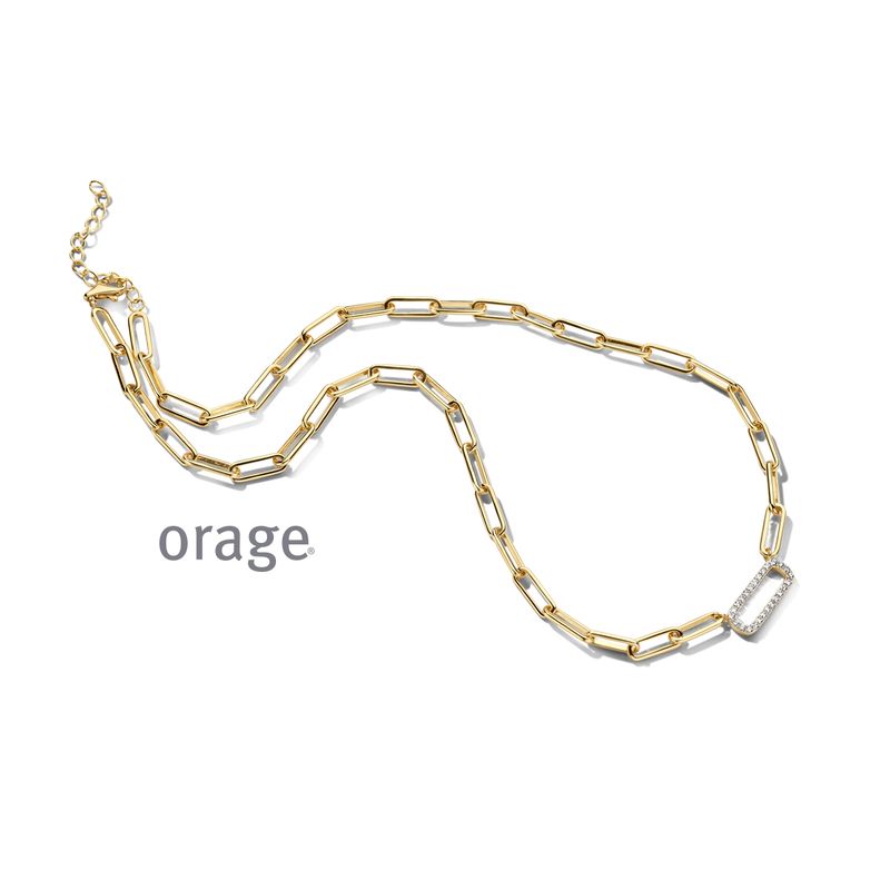BC076 Ketting paperclip schakels verguld geel cz (V/14)