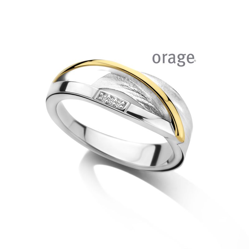 BC159 Ring 925 rh bicolor geel cz (V/39)