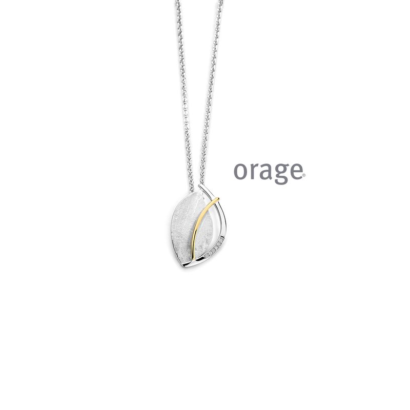 BC158 Ketting bladvorm 925 rh bicolor geel cz (V/14)