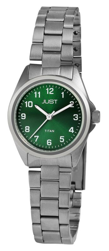 Dames horloge titanium met groene wijzerplaat van 27mm