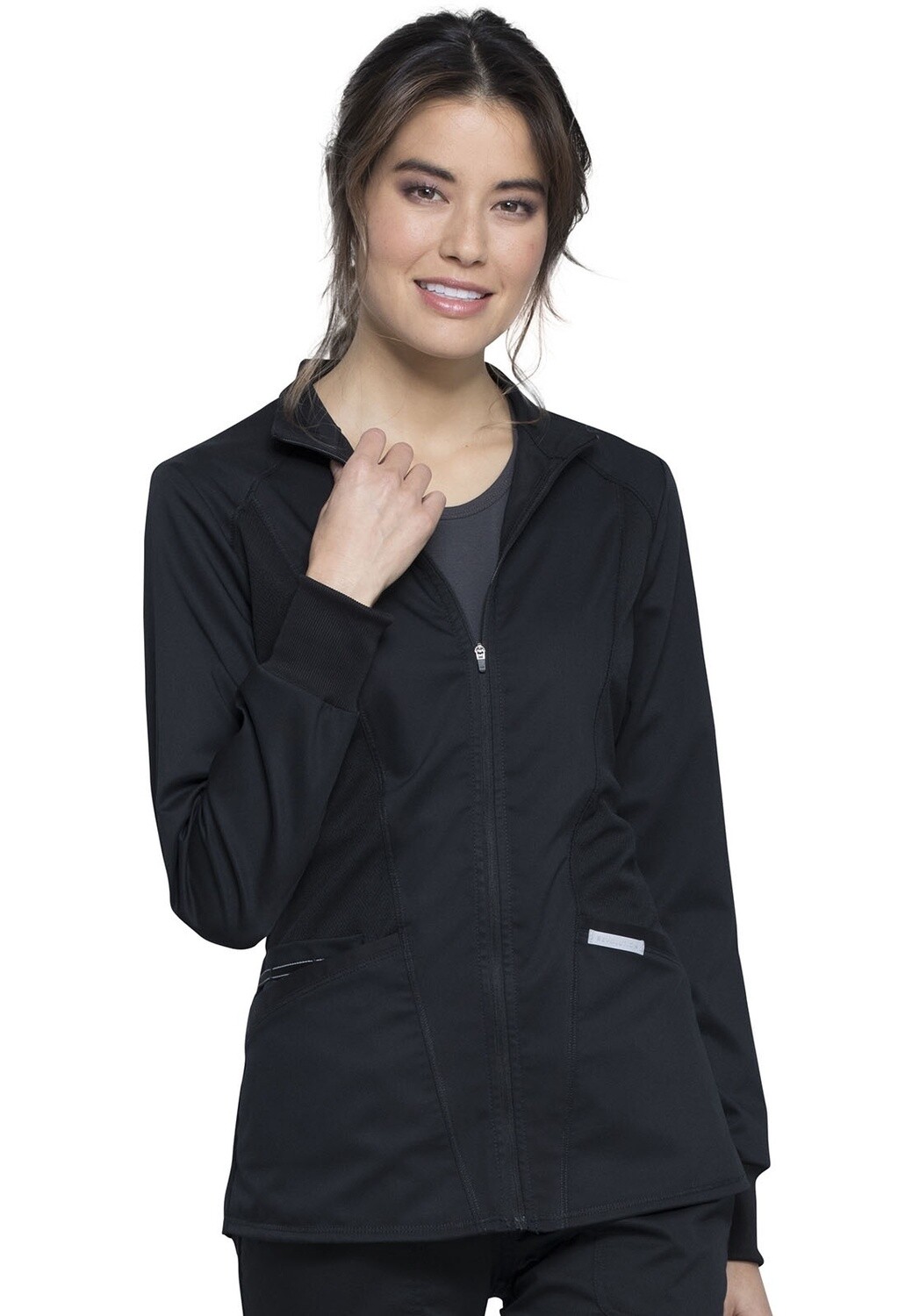 Women's Hi-Low Solid Scrub Jacket, Colour: BLACK, Size: XXS