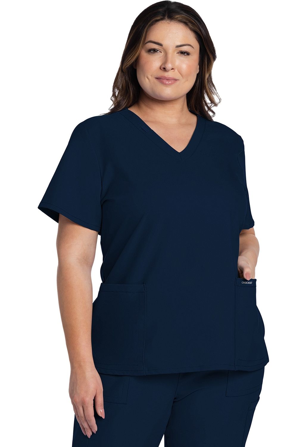 V- Neck Top, COLOR: NAVY, Size: M