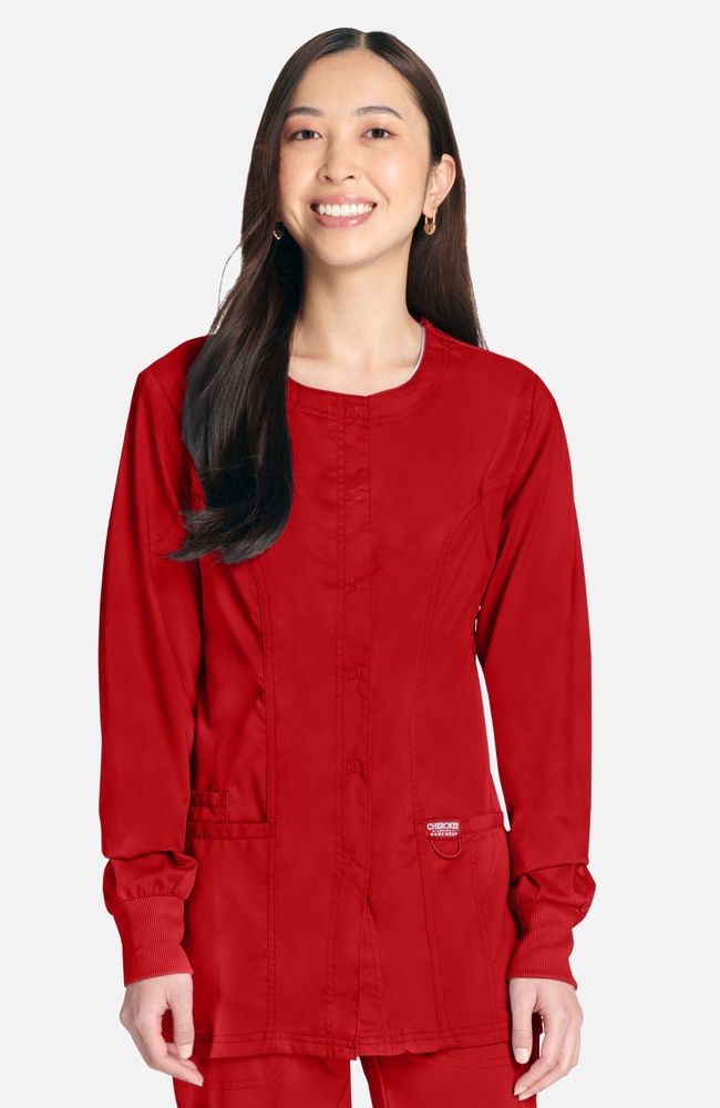 Women&#39;s Snap Front Solid Scrub Jacket