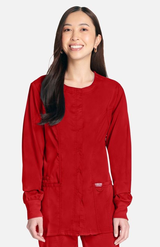 Women&#39;s Snap Front Solid Scrub Jacket