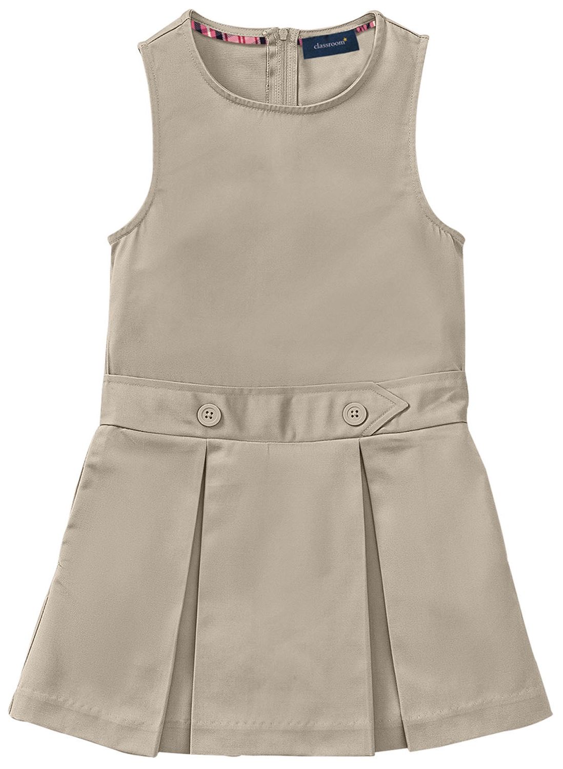 Youth Girls Kick Pleat Jumper, Size: 7, COLOR: Khaki