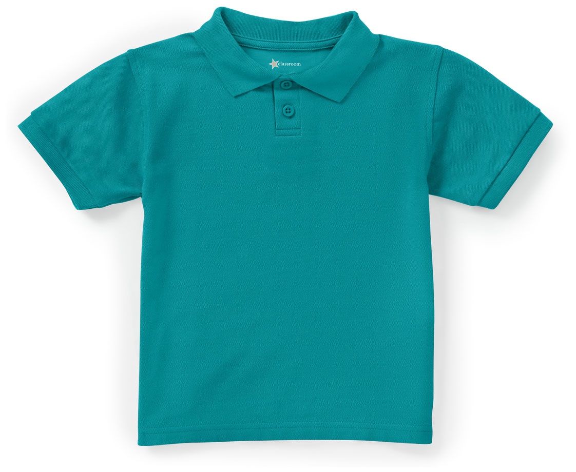 Classroom Toddler Unisex Short Sleeve Pique Polo, COLOR: Teal, Size: 2T