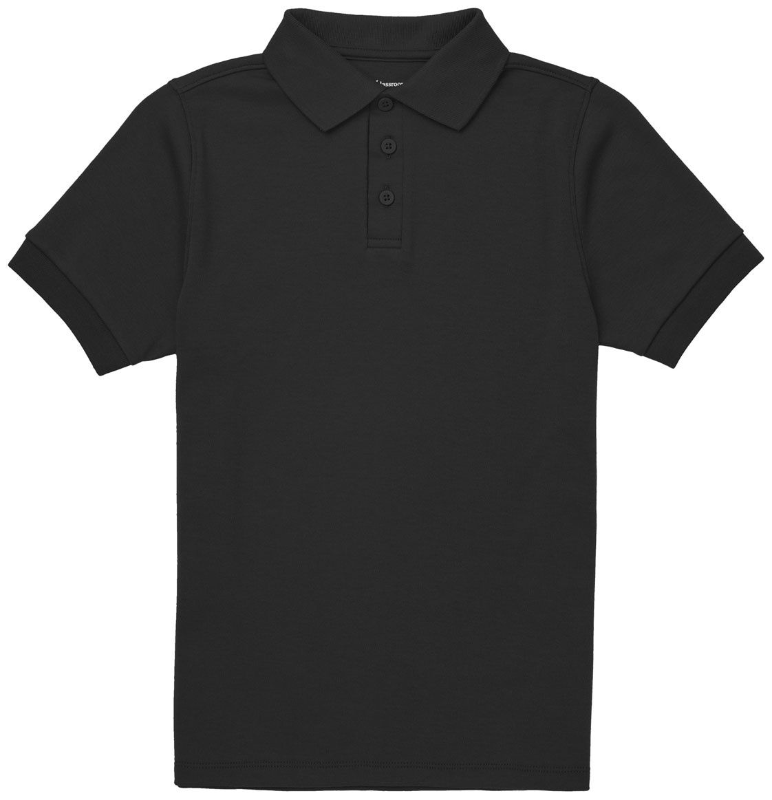 Classroom Youth Short Unisex Sleeve Interlock Polo, Colour: BLACK, Size: XS