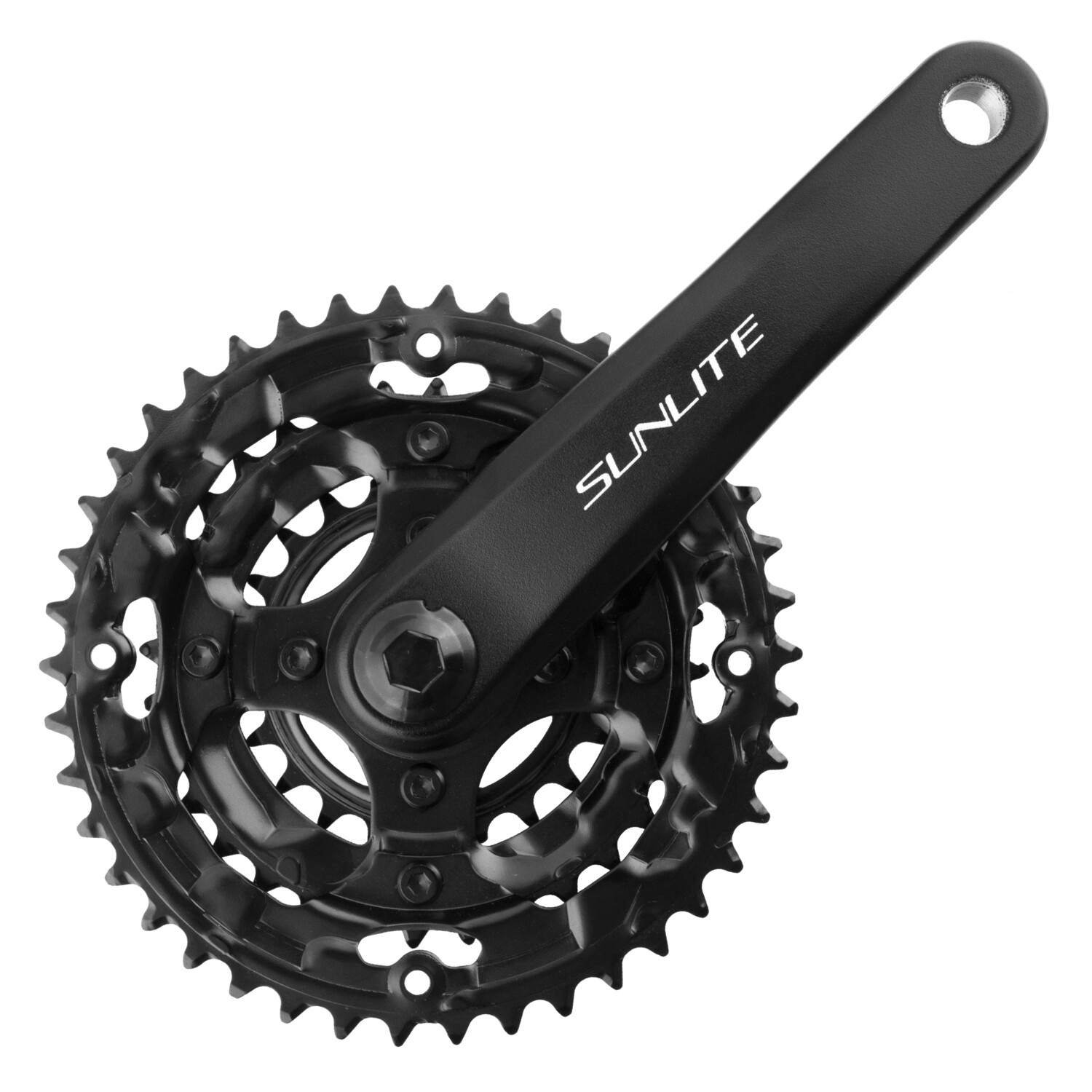Sunlite Alloy Triple MTB Crankset - 170x42/32/22 SQ 7/8s, Black