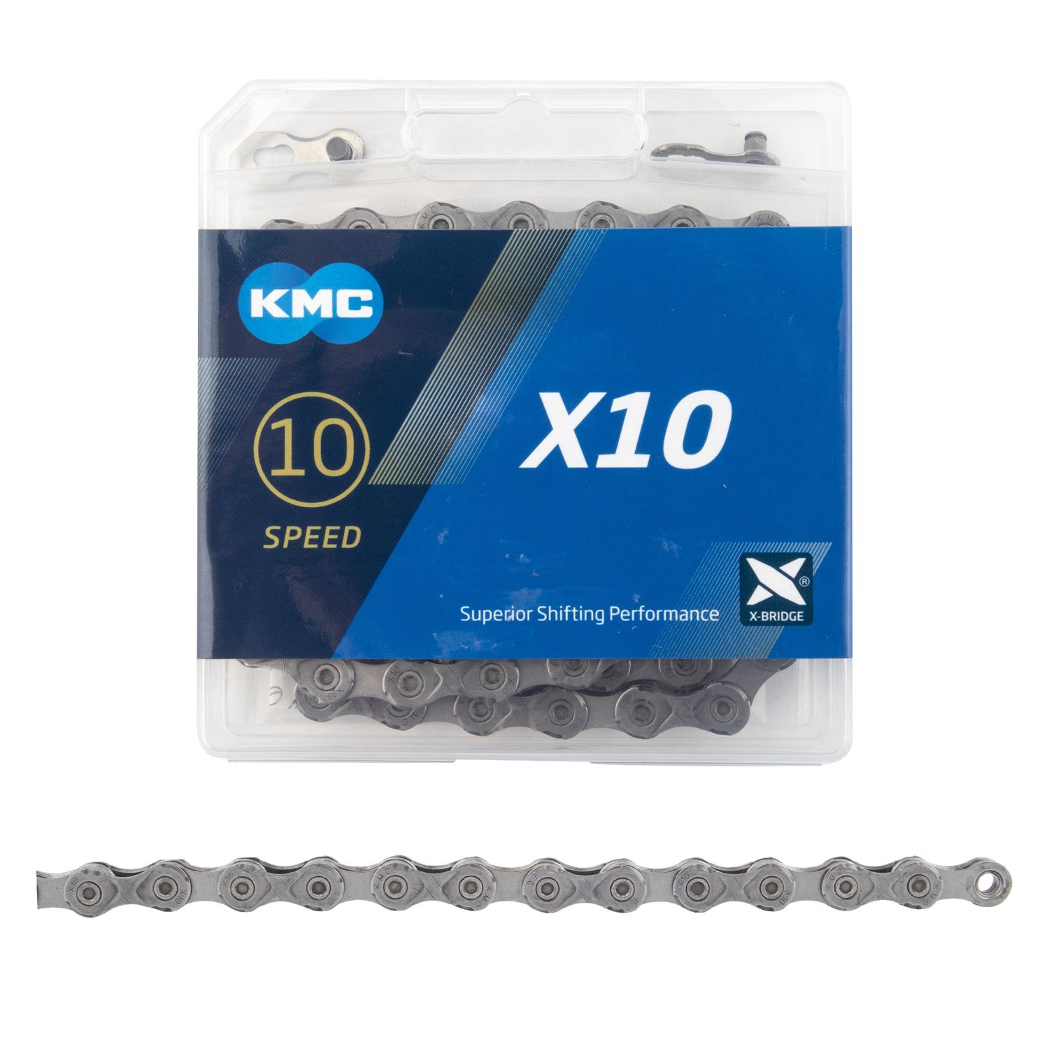 KMC X10 Chain - 10-Speed, 116 Links, Grey