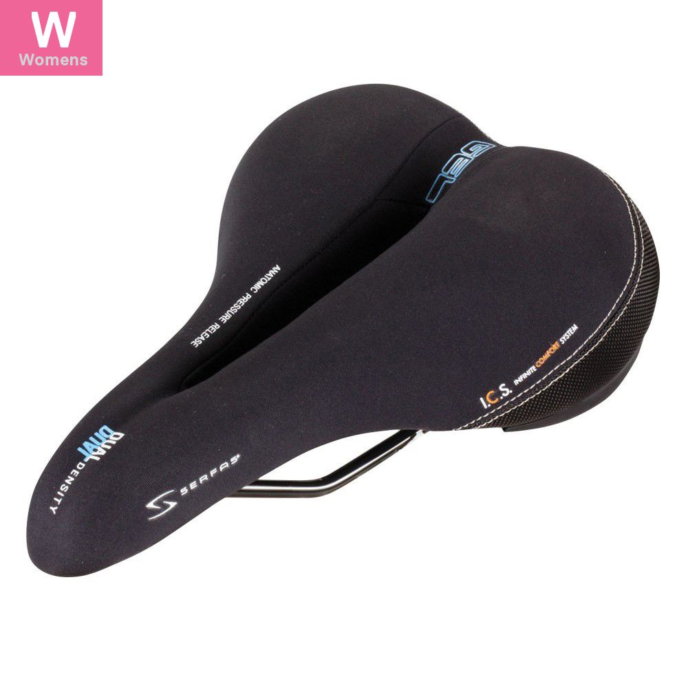 Serfas Saddle Dual Density Women's comfort W/ Cutout &amp; Lycra Cover, Color: Black
