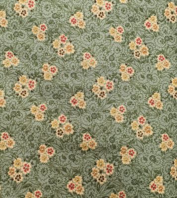 Tela verde flores crema Kim Diehl