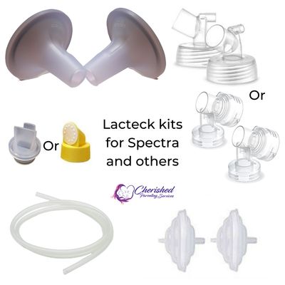 Lacteck Baby Motion Flanges, Spectra, Medela, silicone flanges, tubing, breast pump valves, backflow protectors