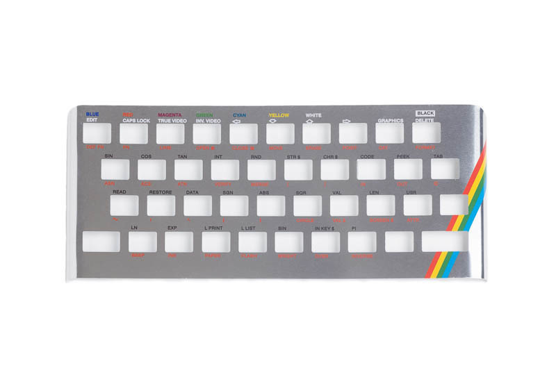 Zx Spectrum 16k/48k keyboard replica cover plate (faceplate) silver