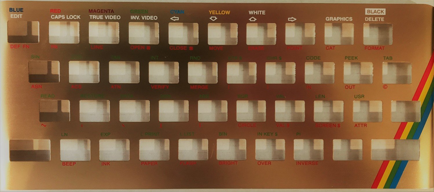 Zx Spectrum 16k/48k keyboard replica cover plate (faceplate) Gold