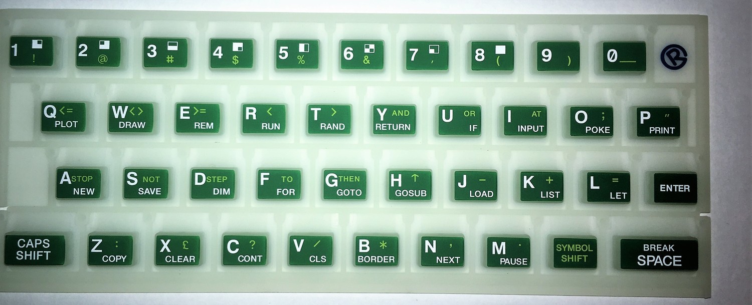 ZX SPECTRUM 16k/48k Fluorescent keyboard mat Green